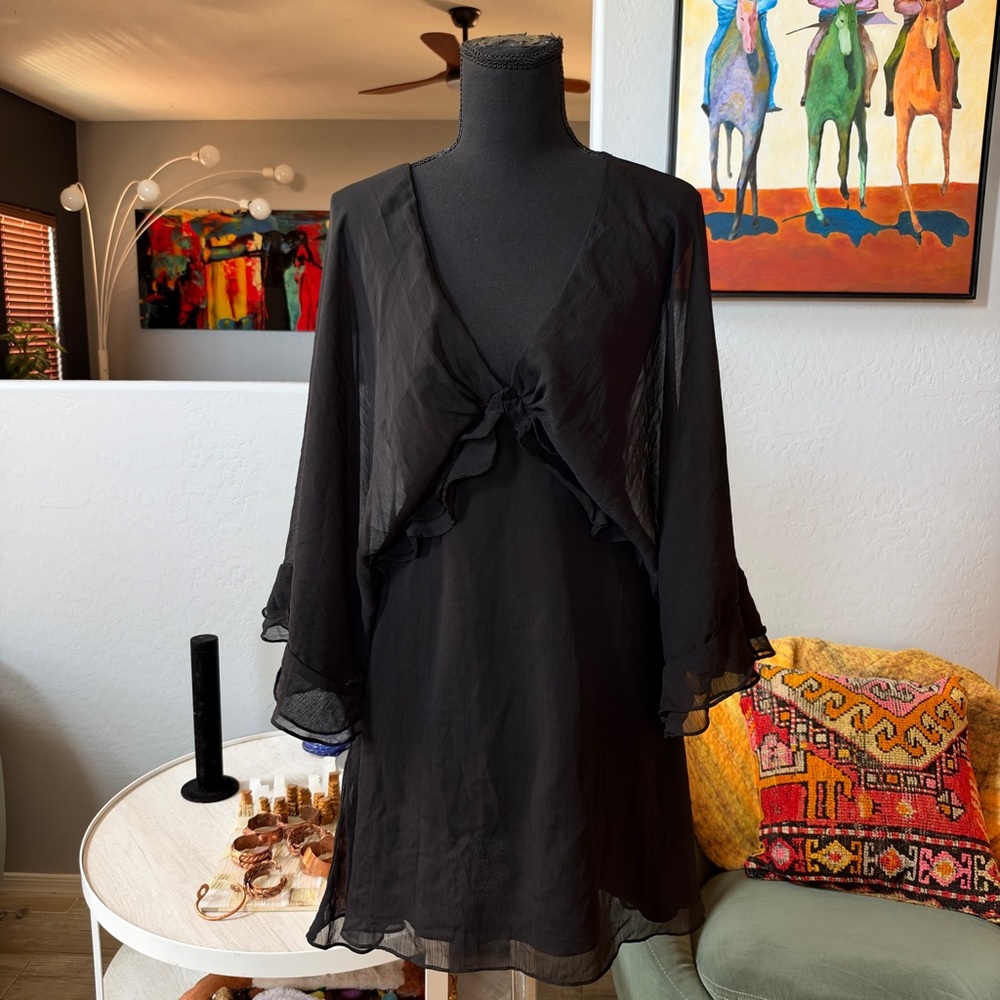 Glamorous Sheer Bell Sleeve Mini Dress
